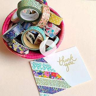Stationery handcrafted with washi tape.